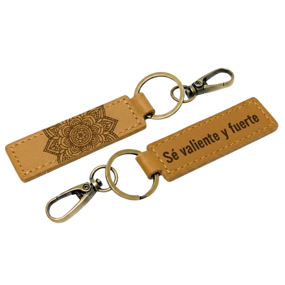 Llavero de Cuero Vacuno Marrón con Cierre Mosquetón Metálico – 10,5 cm