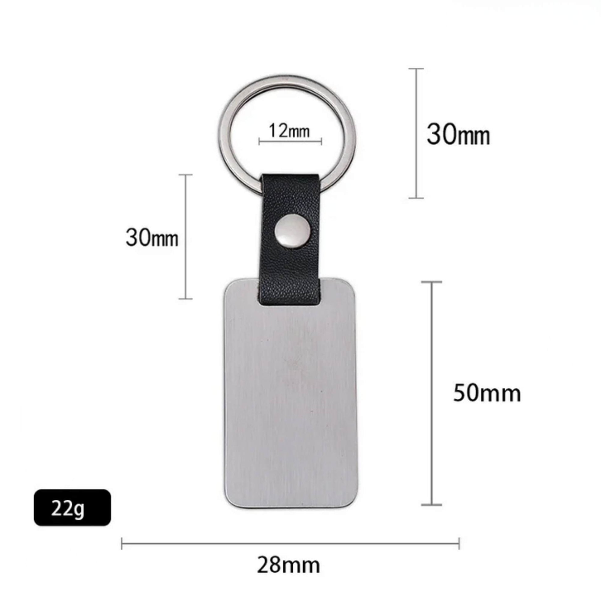 Llavero personalizable rectangular en acero inoxidable con anilla metálica