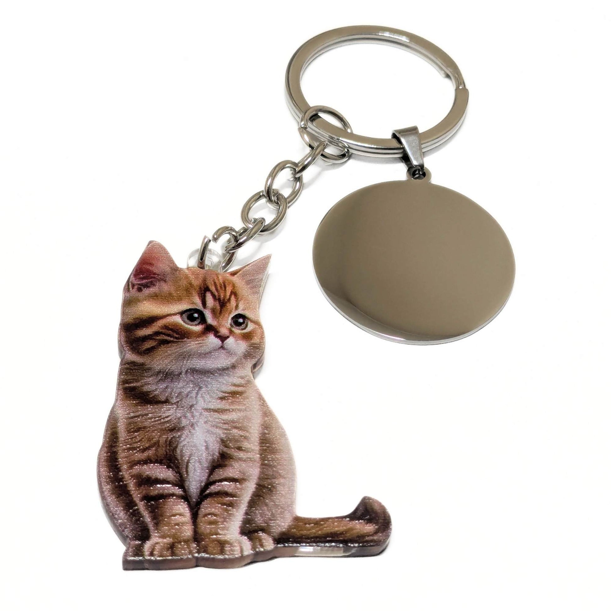 idea regalo llavero personalizado con gato marron y blanco