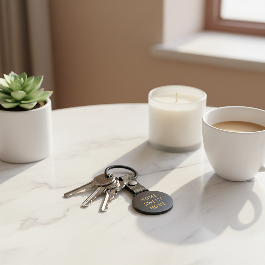 Llavero negro con decoración