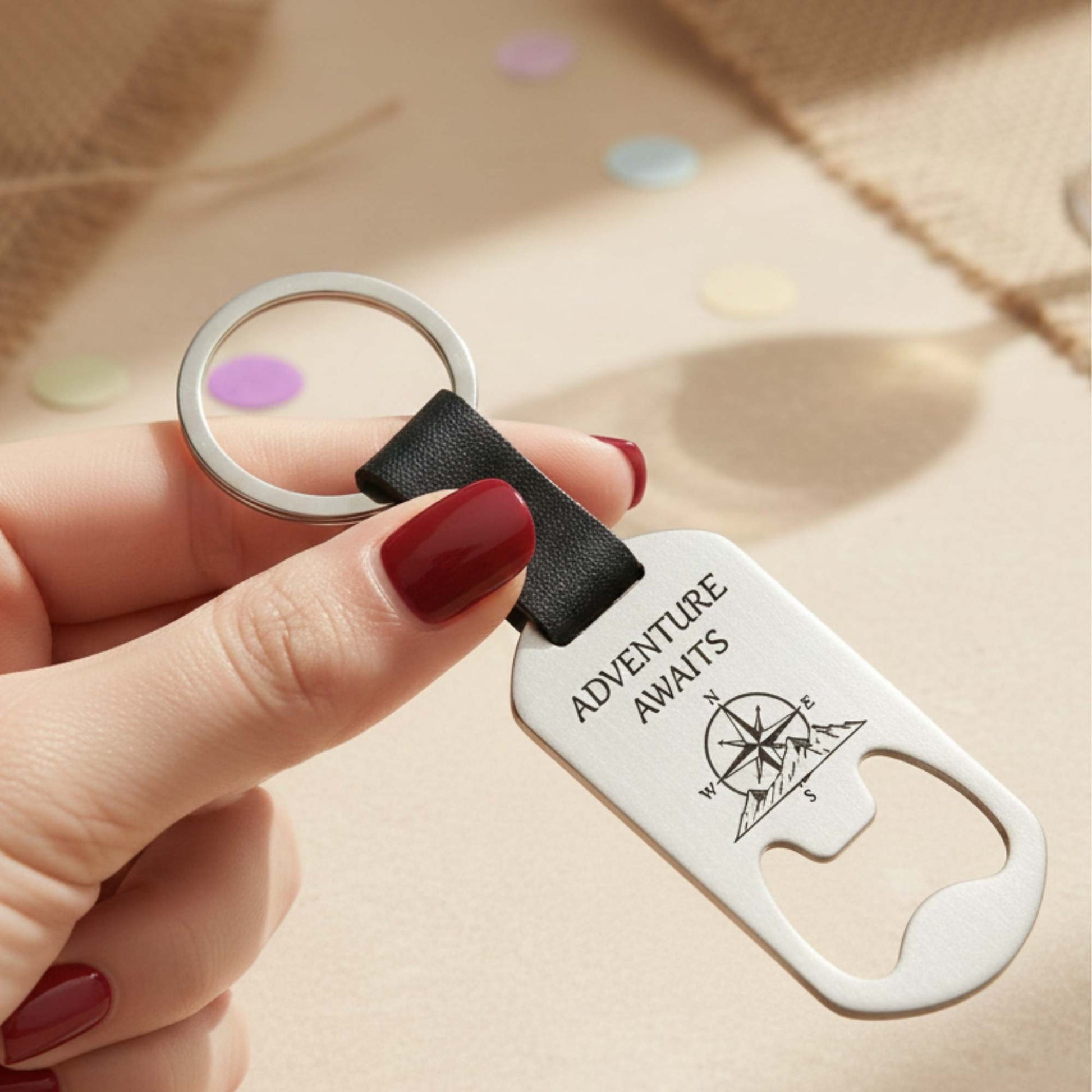 Llavero abrebotellas personalizado abriendo botella - funcional y elegante