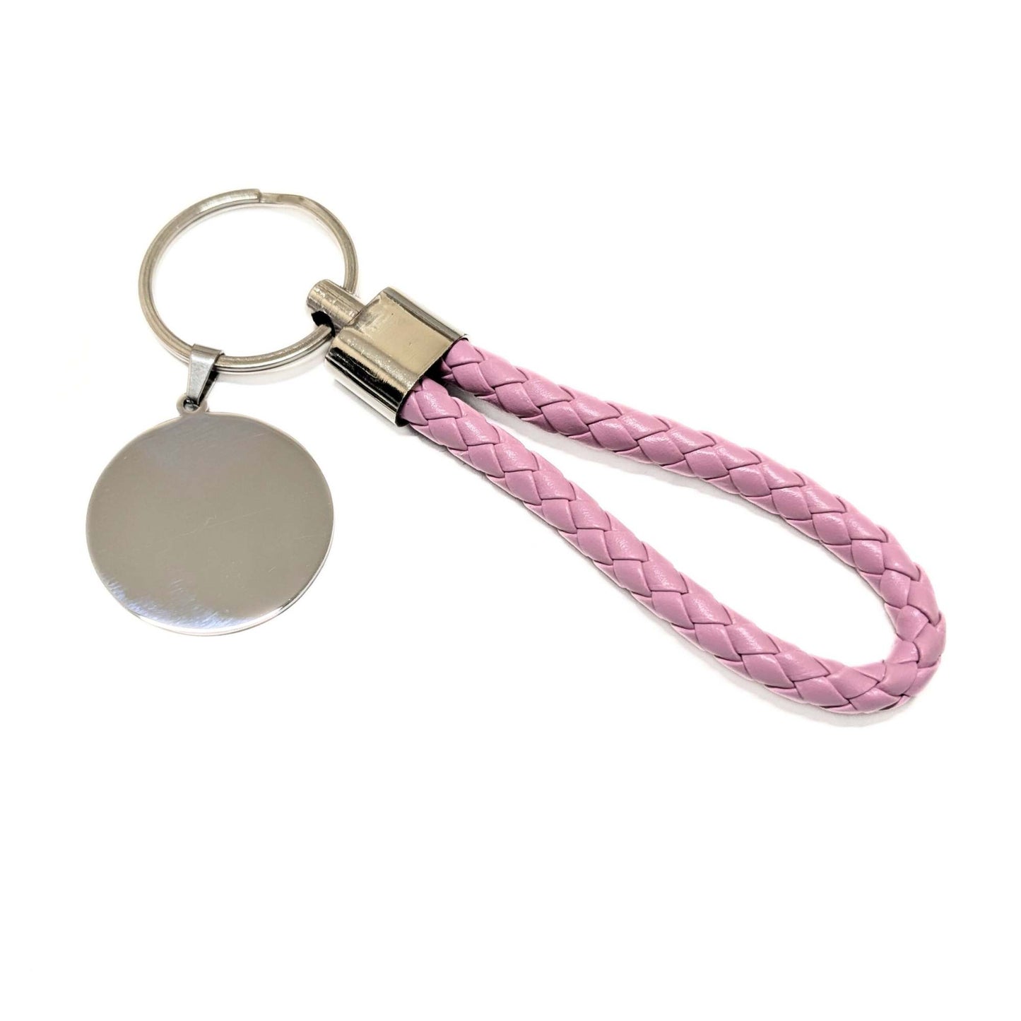 Llavero Personalizable de Cuero PU Trenzado - Rosa