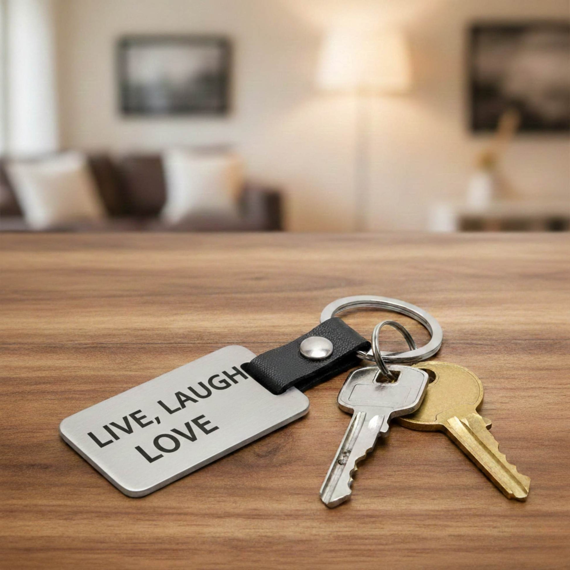 Llavero personalizado moderno de acero inoxidable y PU leather para regalo