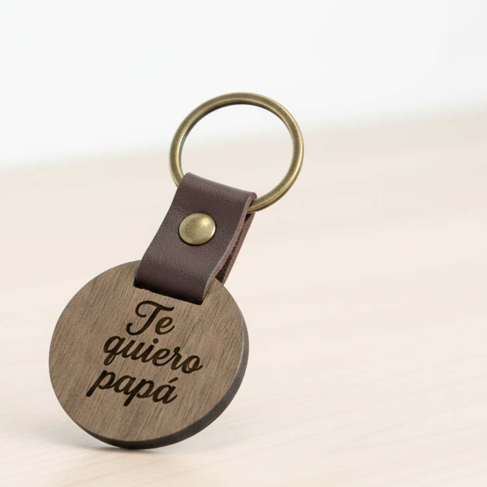 Llavero personalizado Redondo de Madera de Nogal 40mm