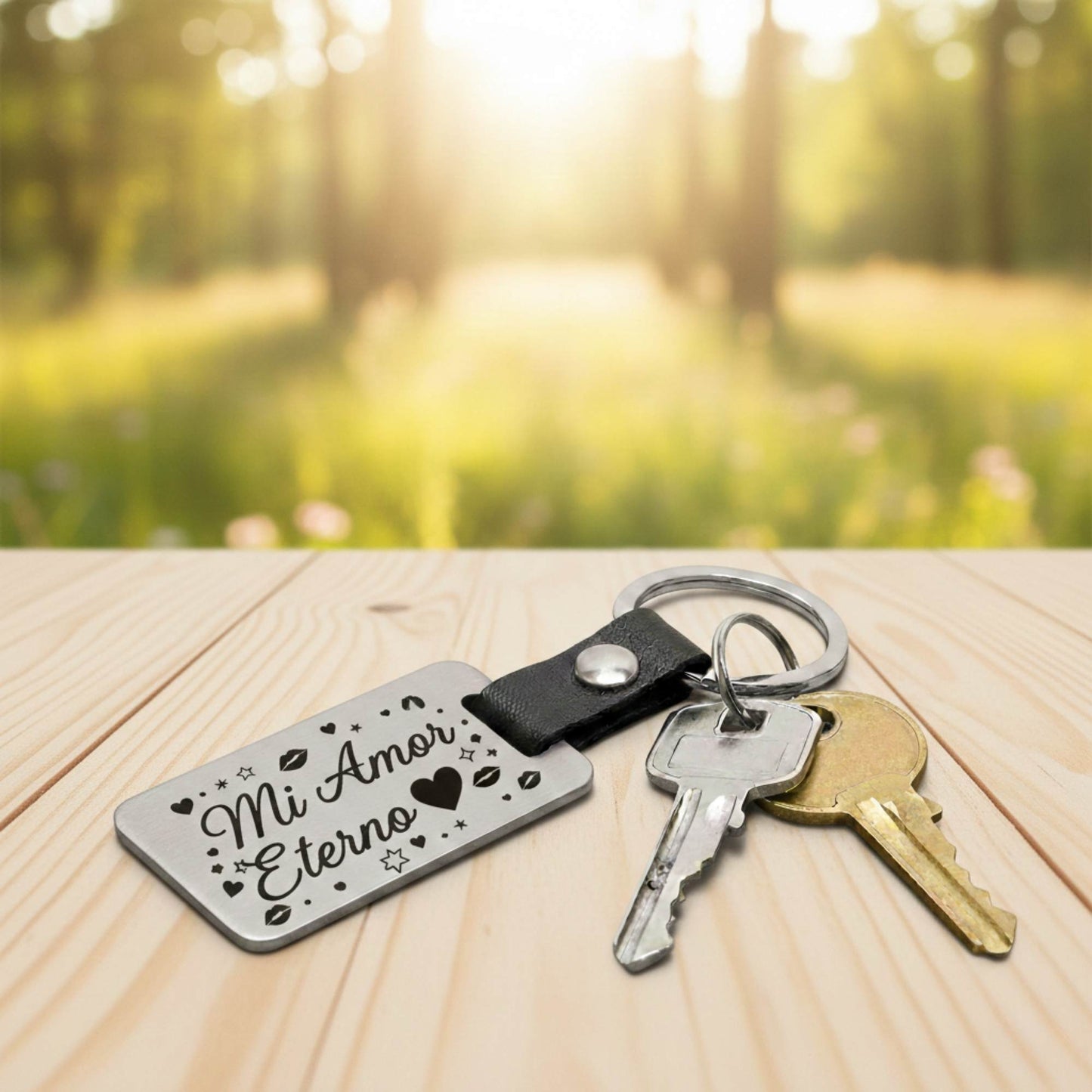 Llavero personalizable de acero inoxidable ideal para nombres y fechas