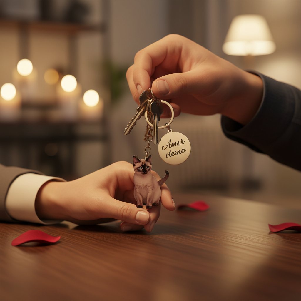 Llavero personalizado mascotas gato siamés regalo pareja, llaveros personalizados amor