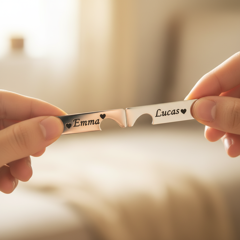 Llavero puzzle con Emma y Lucas en manos