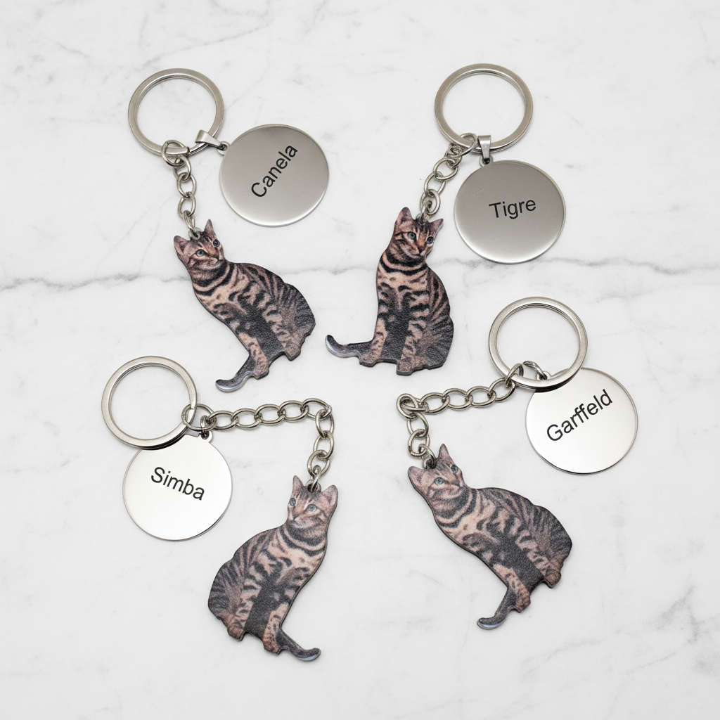 Llaveros personalizados gato atigrado varios nombres, llavero personalizado mascotas económico