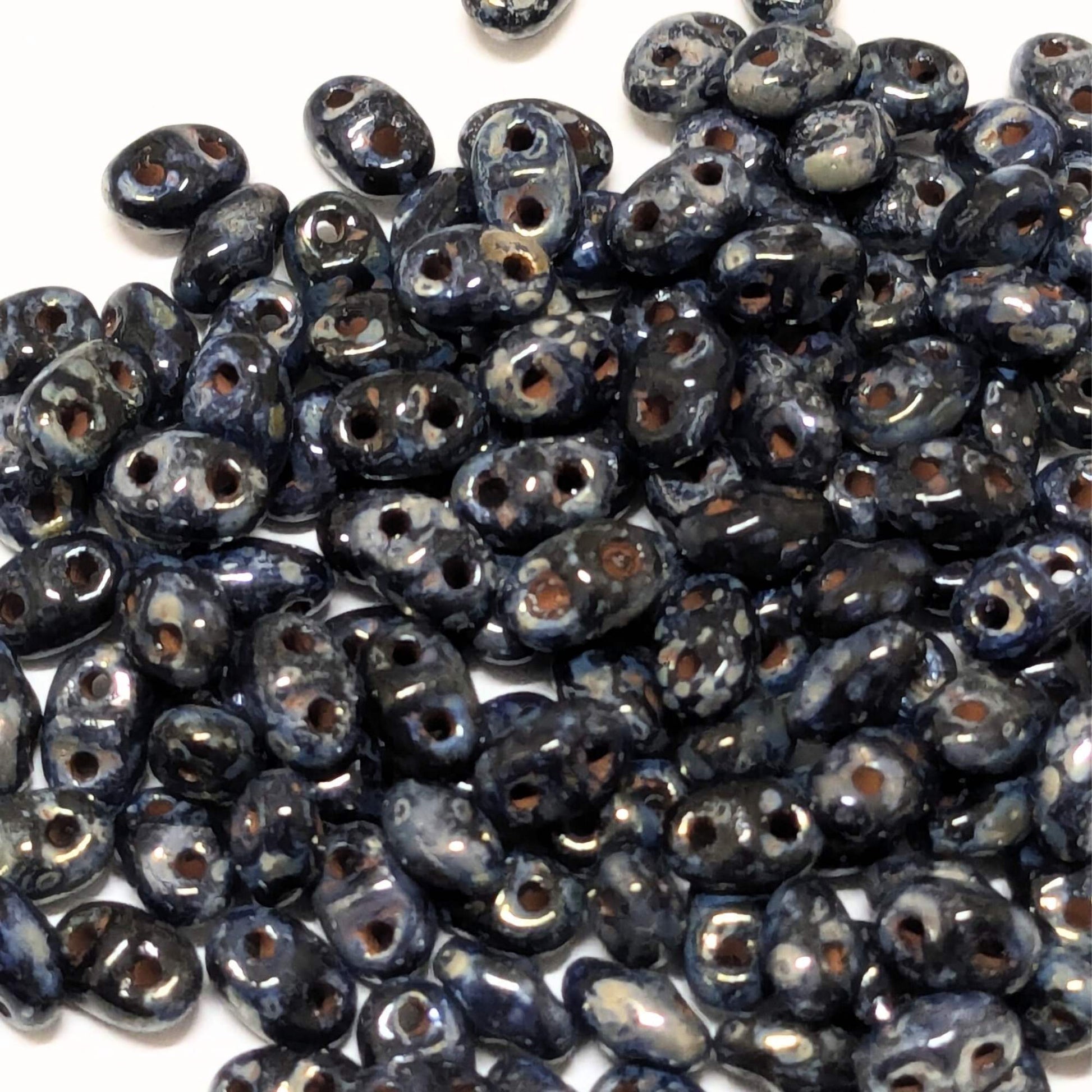 Abalorios Miniduo jet picasso silver