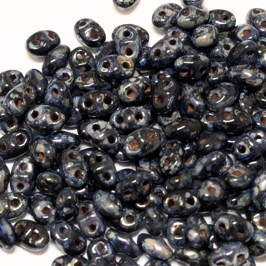 Abalorios Miniduo jet picasso silver