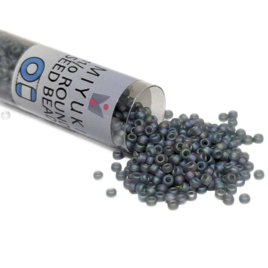 Miyuki Seed Beads Tube 11/0 "Matte Transparent Gray AB" Color 152FR