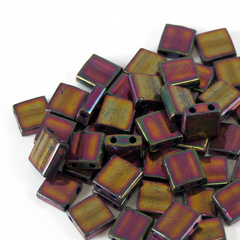 Miyuki Tila 5mm Plum Gold Luster - Mayor cantidad