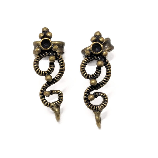 2 x Entrepiezas pendientes "Snake" - Bronce 18mm Agujeros: 1,2mm