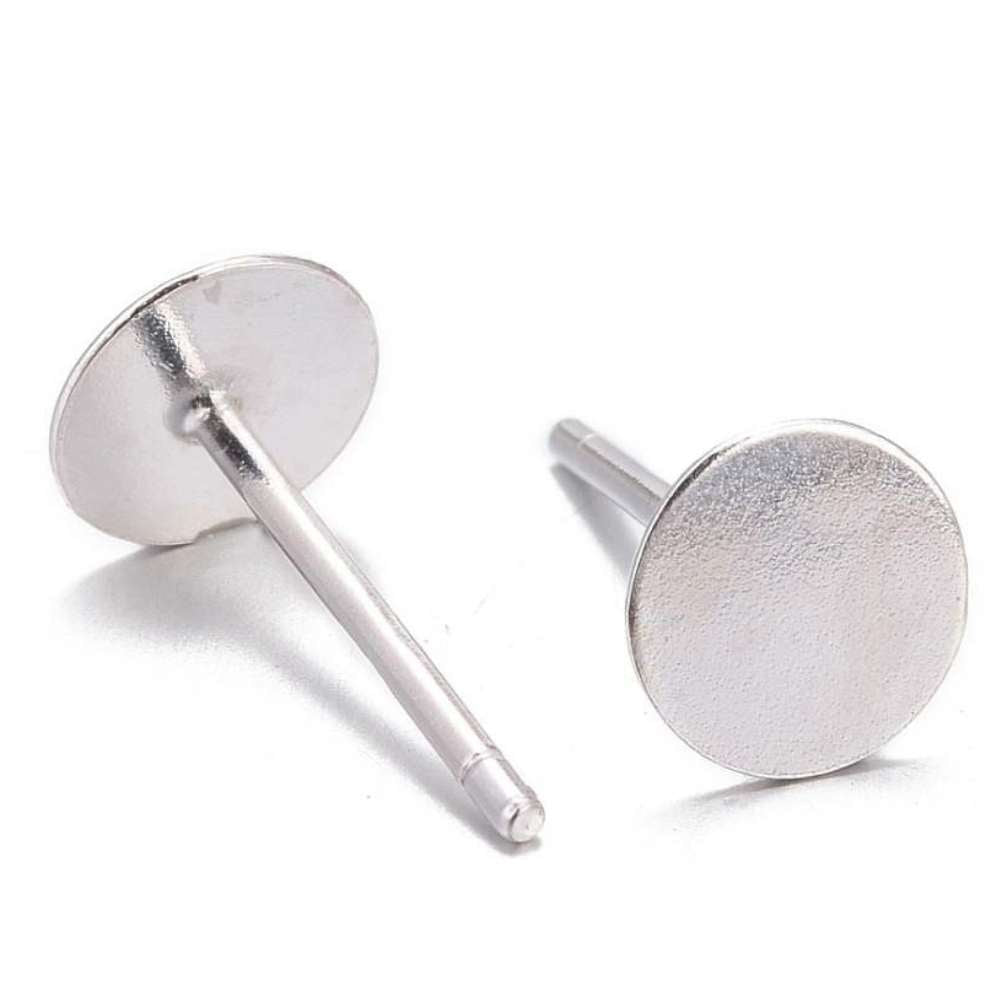 pendientes acero inoxidable plateado 10mm