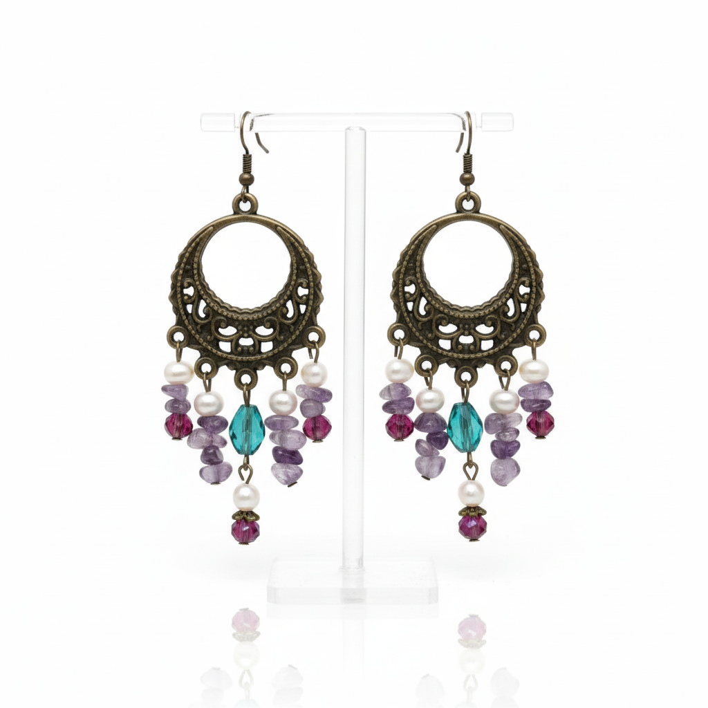 Pendientes alternativos con entrepiezas bronce antiguo