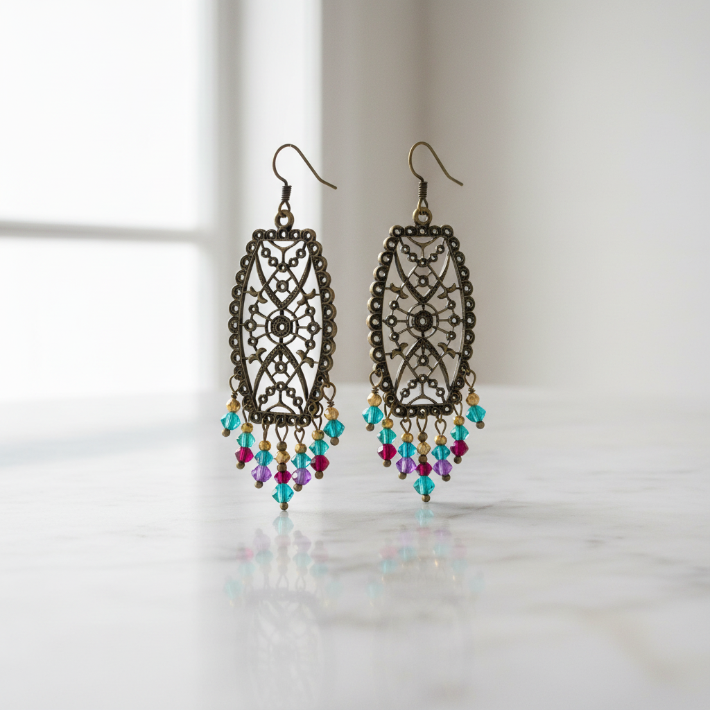 Pendientes chandelier con cristales coloridos