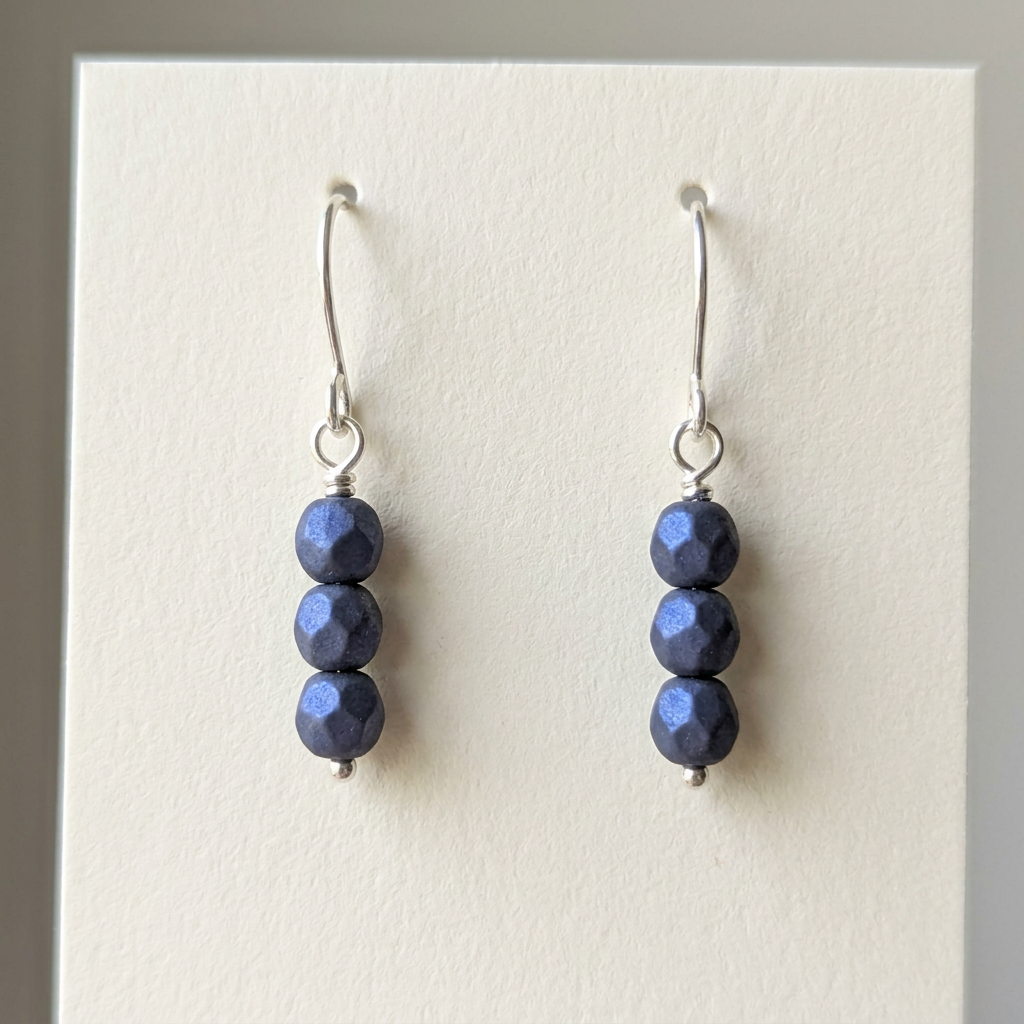 Pendientes con cuentas facetadas de 4 mm Twilight Moonlight Blue