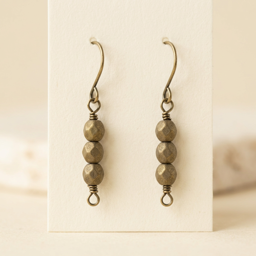 Pendientes con cuentas facetadas de 4 mm Twilight Mossy Bark