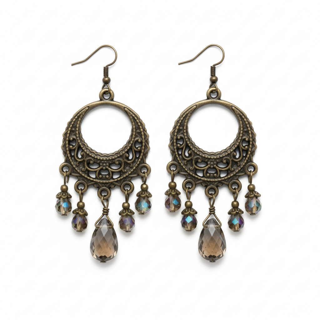 Pendientes con entrepiezas bronce antiguo