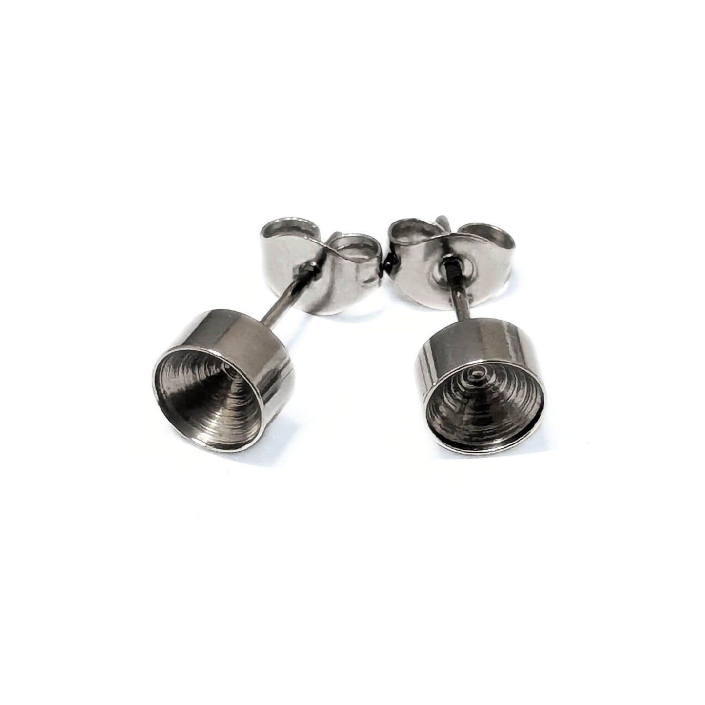 2 x Brincos de Aço Inoxidável para Cravação SS20 + Tarraxas