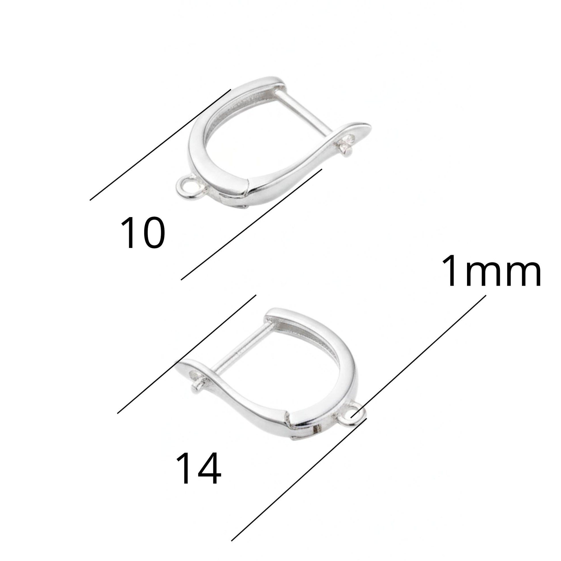 Fornituras de pendientes en plata 925 con cierre de pestillo
