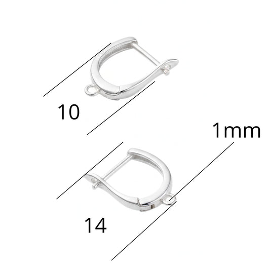 Fornituras de pendientes en plata 925 con cierre de pestillo