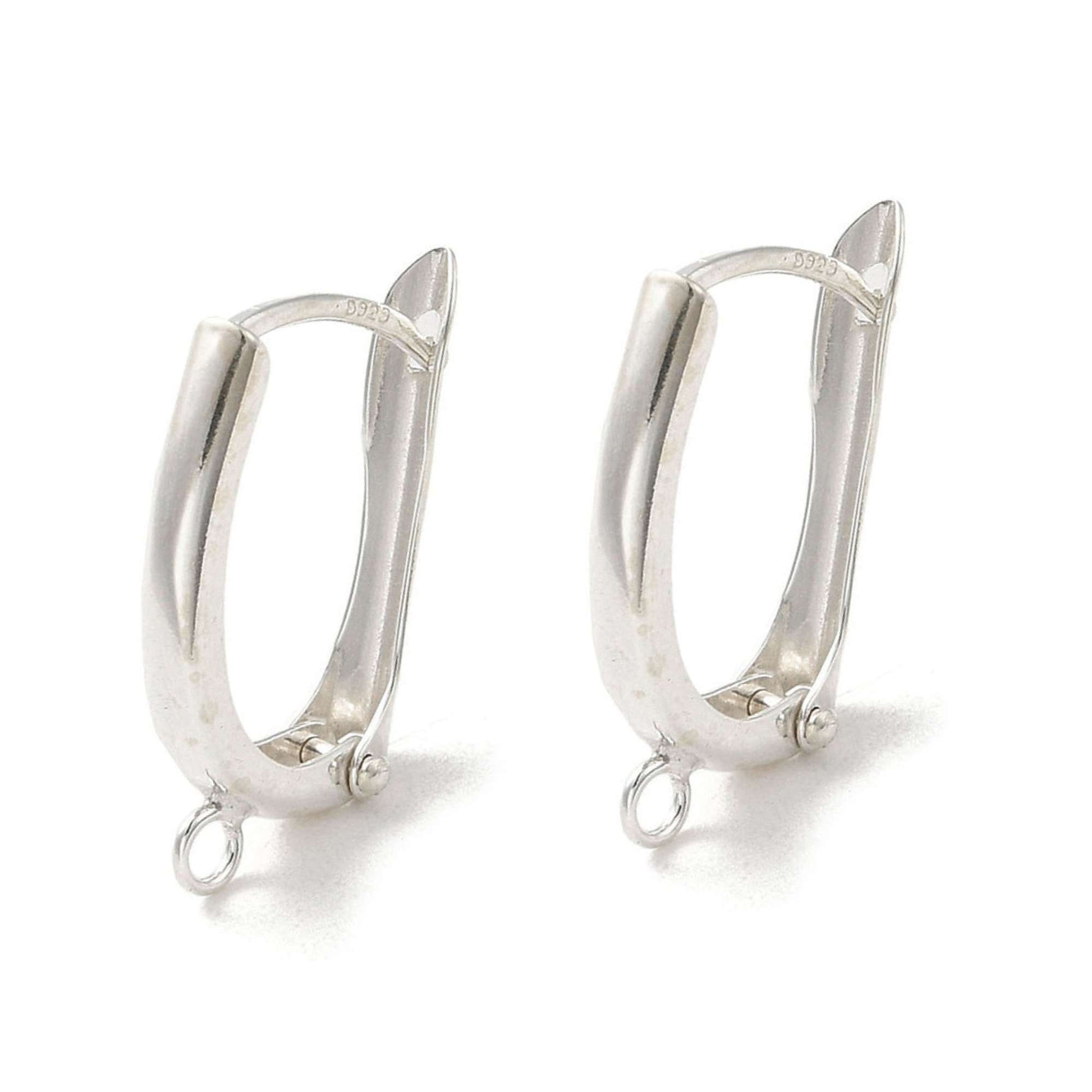 Pendientes en plata de ley 925 tipo aro con pestillo y bucle