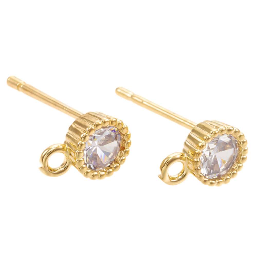 Fornitura para pendientes de 9.5x7mm bañada en oro 18 quilates