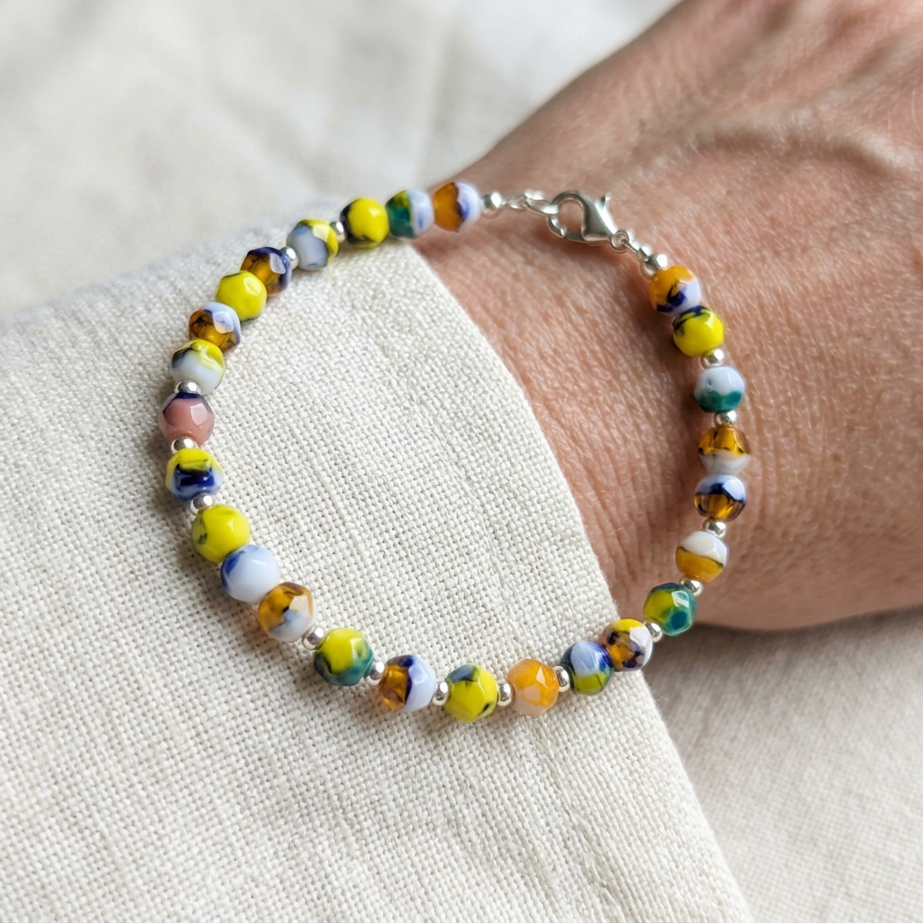 Pulsera con cuentas facetadas de 4 mm Funny Fall