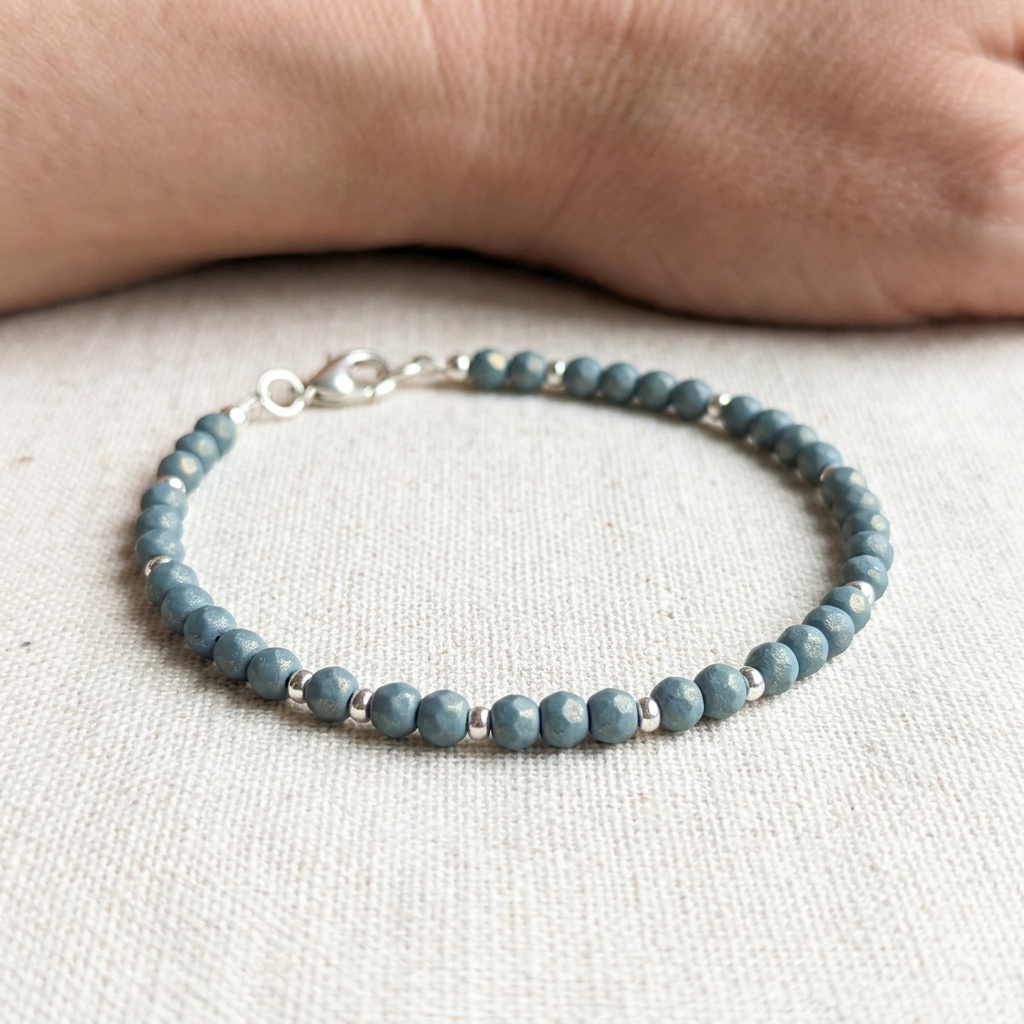 Pulsera con cuentas facetadas de 4 mm Twilight Teal Ocean