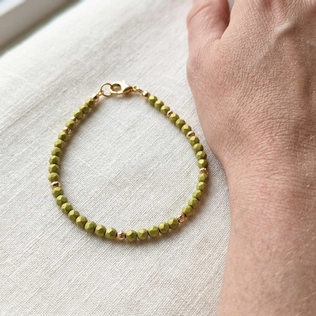 Pulsera con cuentas facetadas de 4 mm Twilight Verdant Glow