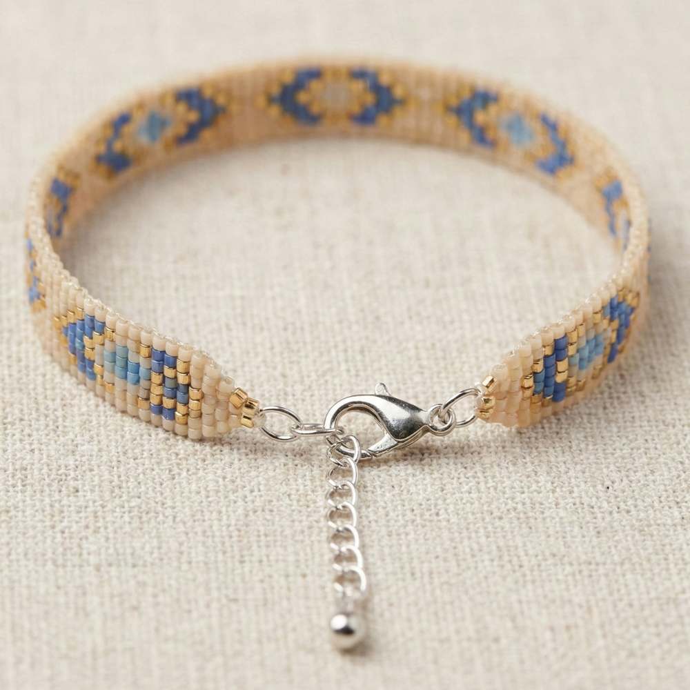 pulsera miyuki con cierre mosquetón y cadena de extension