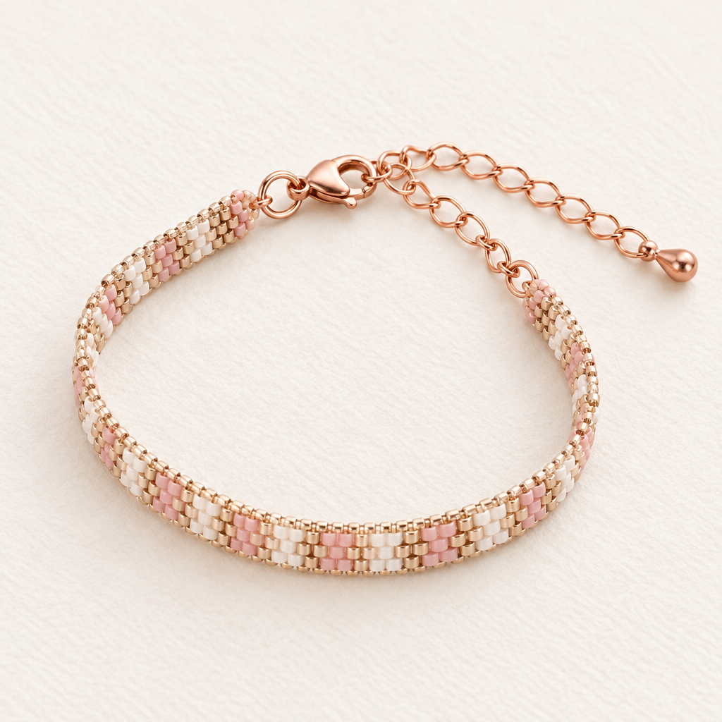 Pulsera Miyuki con cierre oro rosa