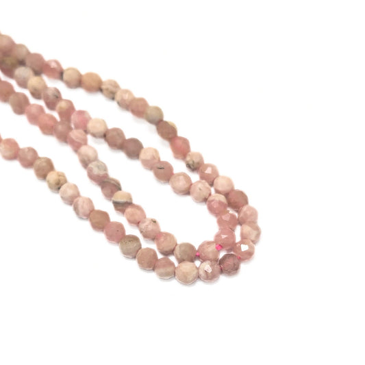Fil de perles de rhodonite naturelle à facettes rondes de 2 mm-145 unités