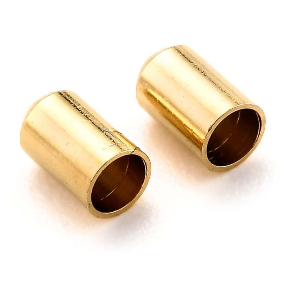 1x Capuchones o Terminales Cordón Chapado Dorado 24k 304 Plata 5x2.5mm