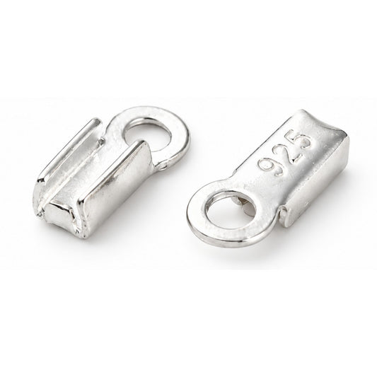 1 x Terminales plegables rectangulares de plata 925 | 3,5 × 8 mm